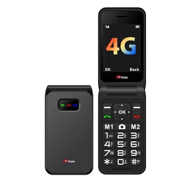 TTfone TT760 Foldable 4G Phone with Large Buttons for Seniors and Emergency Call Button – Unlocked Basic Mobile Phone (Black, with USB Cable)