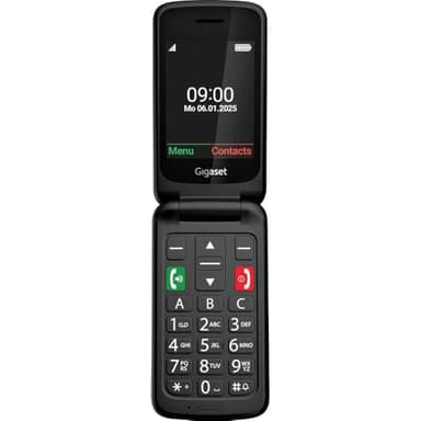 Gigaset GL595 Flip Mobile Phone - Easy Operation for Seniors, Large Buttons & SOS Emergency Button - Dust & Splash Proof IP44 Protection Class - No Contract - 2.8 Inch TFT Colour Display, Black