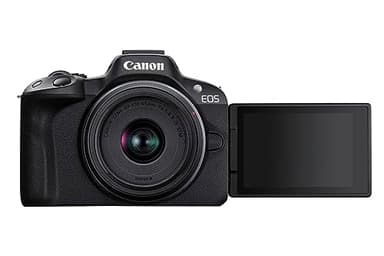 Canon EOS R50 System Camera + RF-S 18-45 mm is STM Lens - Mirrorless Camera (Digital Camera with Auto Focus + Motif Recognition for People Eyes Animals Vehicles 4K Video 15 Frames per Second) Black
