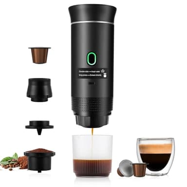 obecilc 3 In 1 Portable Coffee Maker for Travel, 20 Bar Portable Espresso Machine with USB,Travel Coffee Maker Self-Heating, Compatible with Ground Coffee & Capsule for Hiking,Office,RV（Upgrade）