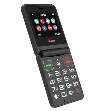 TTfone TT660 Foldable Mobile Phone for Seniors, Large Buttons, Emergency Response Function, Long Battery Life, Black (with USB Cable)