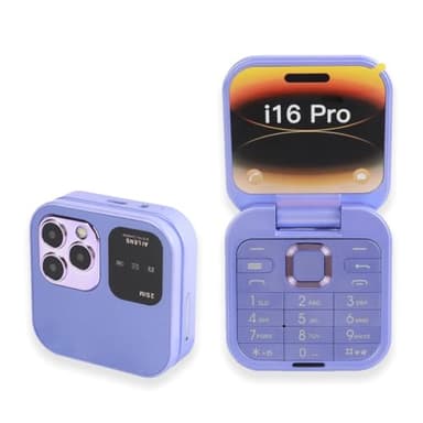 Yunir Folding Mobile Phone for Seniors, 2G Unlocked Senior Folding Mobile Phone with 1.77 Inch Screen, Dual SIM Senior Basic Mobile Phone with Large Buttons and LED Torch (Purple)