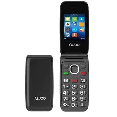 Qubo GSM Mobile Phone for Elderly People, Flip Mobile Phones Large Buttons, High Volume, SOS Function, 2.4 Inch, Contact with Pictures, Quick Call, Elderly Mobile Phone Black
