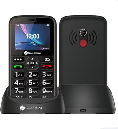 SweetLink 4G Large Button Mobile Phone Senior, LTE Senior Mobile Phones with Charging Station, 2.4'' Screen, SOS Function, High Volume, Quick Call (Black)