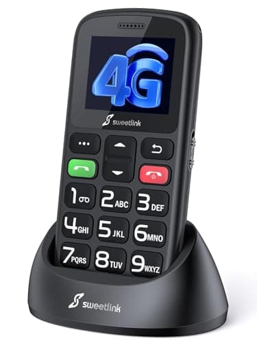 SweetLink 4G Big Button Senior Mobile Phone, LTE Senior Mobile Phones with Charging Dock, SOS Function, Camera, High Volume, Black