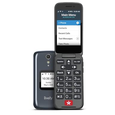 Lively Jitterbug Flip2 - Flip Cell Phone for Seniors - Not Compatible with Other Wireless Carriers- Must Be Activated Phone Plan- Graphite