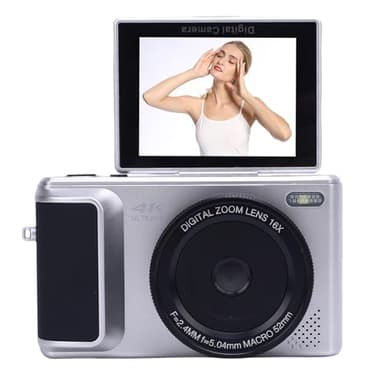 4K Digital Camera for Photography, HD 64MP 16X Digital Zoom Autofocus vlog Camera with 2.8in Flip Screen & Flash, Campact Mirrorless Video Cameras for Teens, Adult, Beginners (Silver)