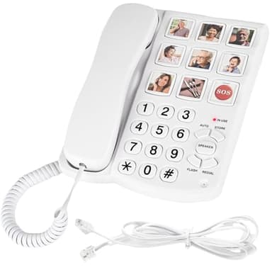 Phones for Seniors, 9 Picture Memory Corded Landline Telephone for Elderly, One-Touch Dial, 110dB+ Amplified Ringer - Corded Phones for The Visually Impaired, Dementia and Alzheimer