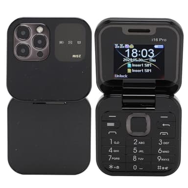 Yunir Folding Mobile Phone for Seniors, 2G Unlocked Senior Folding Mobile Phone with 1.77 Inch Screen, Dual SIM Senior Basic Mobile Phone with Large Buttons and LED Torch (Black)