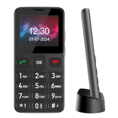 Melefon Mobile Phone for Seniors, Large Buttons and Large Sources Easy to Use|SOS Device|High Volume|1000mAh Battery with Charging Base|Flashlight and Many Useful Gadgets (Black)