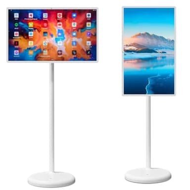 32-Inch Portable Smart TV with Touchscreen Display,1080p 8+128G Mobile Smart Touch Screen, 360° Rotating Touch TV with Remote Control, with 13MP Webcam，15000mAh Battery Operated with 10H Life Time