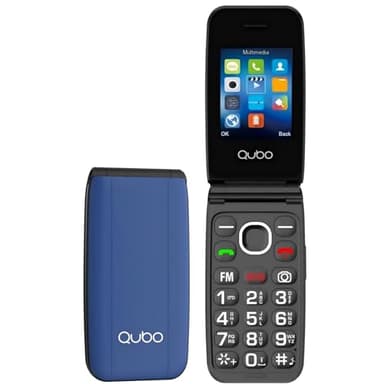 Qubo Senior Mobile Phone Folding Mobile Phone Without Contract, Large Button Mobile Phone, GSM Flip Mobile Phone SOS Emergency Call Function, Torch, FM Radio, 2.4 Inch Colour Display, Blue