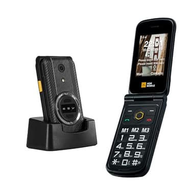 AGM M8 4G Rugged Flip Phone, Large Button Cell Phones for Seniors, Waterproof/Drop-Proof, SOS Side Key, Hearing Aid Compatible, Fast Dialing, 104dB Powerful Speaker, Big Keyboard, Dual SIM Cards