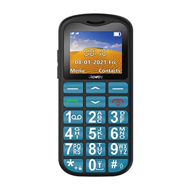 CHAKEYAKE Senior Mobile Phone with Large Buttons, Mobile Phone Without Contract with 1.7 Inch LCD, SOS Function, Dual SIM Button Mobile Phone with Torch, Charging Station, Blue, No Charger