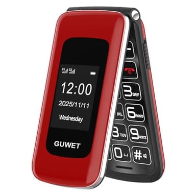 Guwet 2G Senior Mobile Phone Folding Phone without Contract, Pensioner Mobile Phone Large Buttons, SOS Emergency Call Function, 1600 mAh Battery, 2.4"+1.77" Dual Display, Dual SIM with Emergency Call
