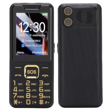 Generic 4G Cell Phone for Seniors, 2.6in HD Screen Dual SIM Mobile Phone for Elderly, Old Phone with 2500mAh Battery, Large Buttons, 0.13MP Camera, LED Flashlight & FM Radio (Black)