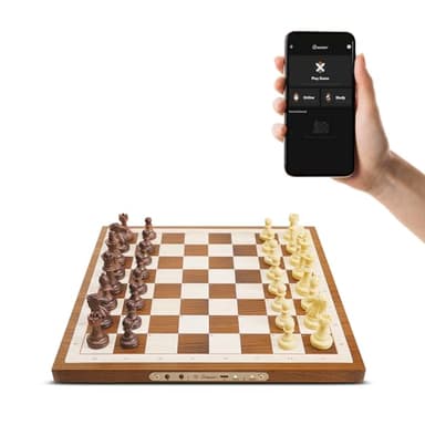 Chessnut Air Electronic Chess Set, A magnificently Handcrafted Wooden Chess Board with Extra Queens,LEDs, AI Adaptive Electronic Chess Set Game and App with Computer Chess Board, 33x33x1.8cm