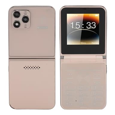 Annadue Folding Mobile Phone with Large Buttons for Seniors, Dual Screen Display, Large Digits, Speed Dial, Speaker, HD Camera, LED Torch, 1400 mAh Battery (Gold)