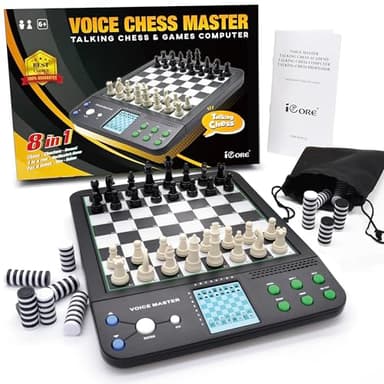 iCore Electronic Chess Set, Voice Chess Sets for Adults, Academy Electronic Chess Board, Portable Board Game, Computer Chess Tactics for Kids & Adults