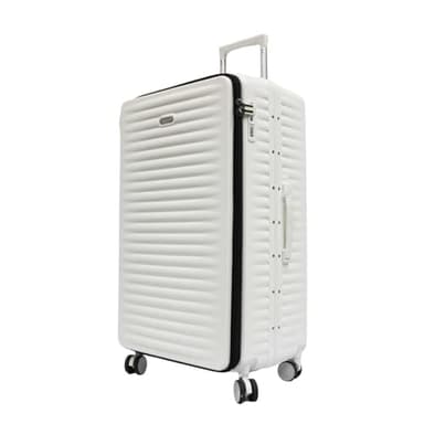 30 inch Tall Trunk Rangy Polycarbonate Aluminium Frame with Anti-theft zipper Front Opening Luggage TSA Lock (White)