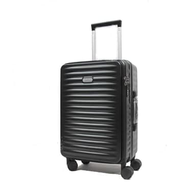 20 inch Cabin Size Rangy Polycarbonate Aluminium Frame with Anti-theft zipper Front Opening Luggage TSA Lock (Black)