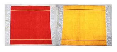GRI9 Puja Aasan Velvet Woolen Pooja Aassan Meditation Cloth Rug Mat Aasanam Carpet Velvet Wool Pooja Aasan Meditation Cloth Rug Mat, Aasanam Carpet 21x21 Inch (Double Side/Reversible) (Red/Yellow)