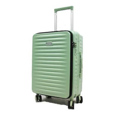 20 inch Cabin Size Rangy Polycarbonate Aluminium Frame with Anti-theft zipper Front Opening Luggage TSA Lock (Green)