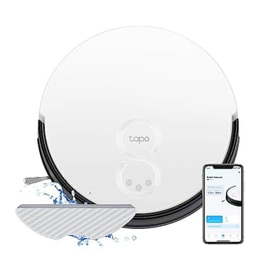 TP-Link Tapo RV10 2-in-1 Robotic Vacuum Cleaner & Mop, 4-Level 2000Pa Suction, Google Assistant Alexa Compatible | Auto-Charging Auto-Boost 3-Hour Continuous Cleaning Hub Included White
