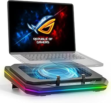 Cooling Pad for Asus ROG Strix G16 2024 Gaming Laptop, Laptop Cooler with Ultra Powerful Booster Turbo Cooling Fan Can Fast Cooling, 6 RGB Light Mode(can Turn it Off),Adjustable Speed, Touch Control