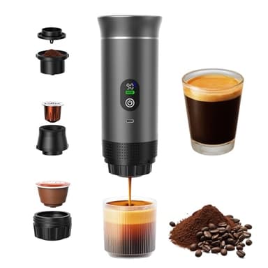 Jenmayt Portable Coffee Machine, 20 Bar, Mini Electric Espresso Machine, with Digital Display, USB Rechargeable Coffee Machine, for Coffee Powder and Capsules, 3-in-1, for Camping Travel