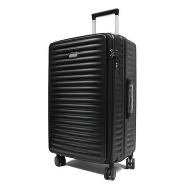 26 inch Rangy Polycarbonate Aluminium Frame with Anti-theft zipper Front Opening Luggage TSA Lock (Black)
