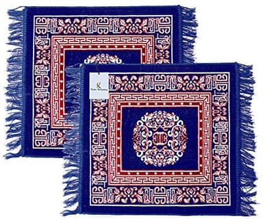 Kuber Industries 2 Pieces Velvet Prayer Mat/Aasan/Pooja Mat/Meditation Mat/Multipurpose Velvet Rug Mat 2 Ft X 2 Ft (Royal Blue) CTKTC33926